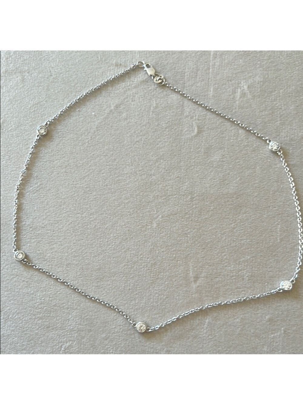 Elegant Silver multi station Chain Necklace (16 inch)